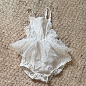 White Baby Romper with Tulle Skirt